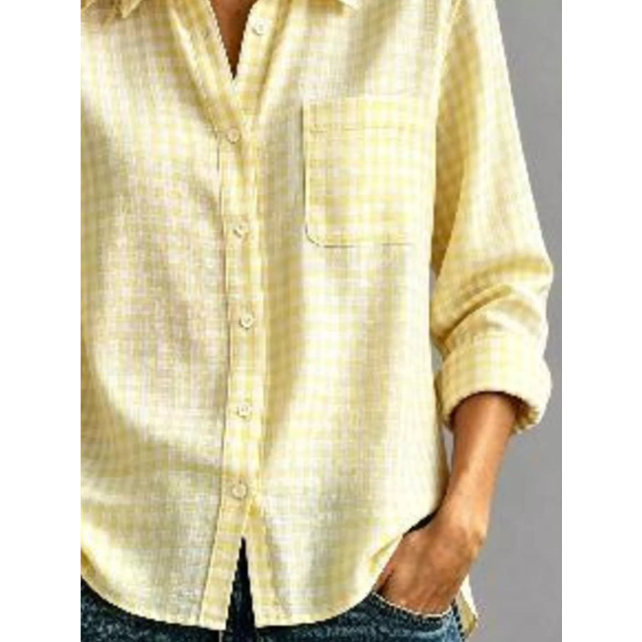 Gingham Button-Down Long Sleeve Shirt Apparel and Accessories