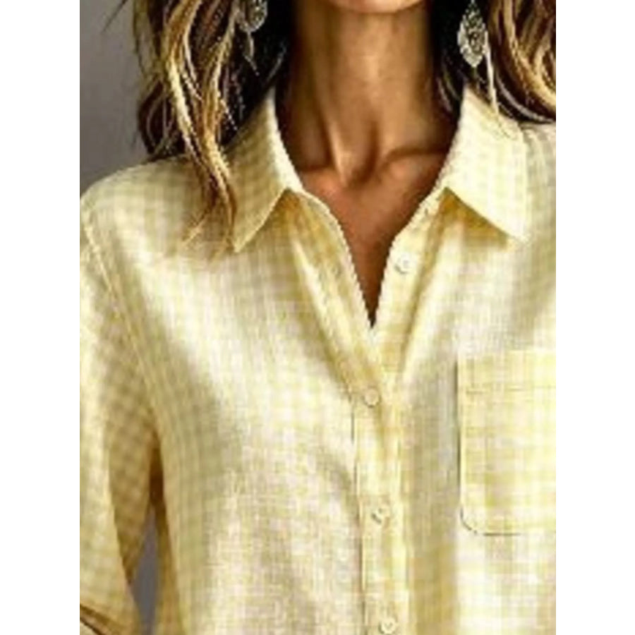 Gingham Button-Down Long Sleeve Shirt Apparel and Accessories