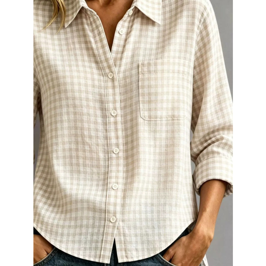 Gingham Button-Down Long Sleeve Shirt Apparel and Accessories