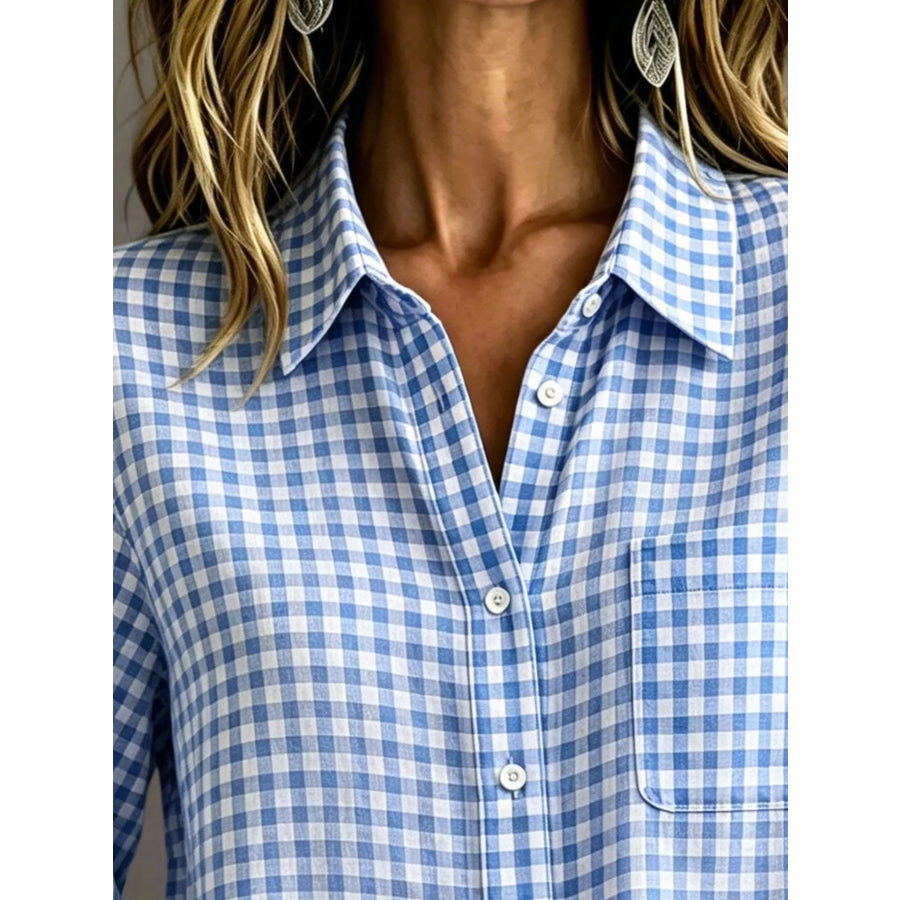 Gingham Button-Down Long Sleeve Shirt Apparel and Accessories