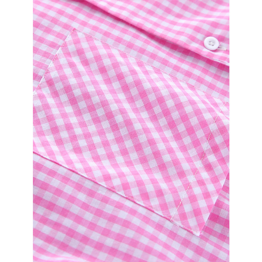 Gingham Button-Down Top and Pants Loungewear Set Apparel and Accessories
