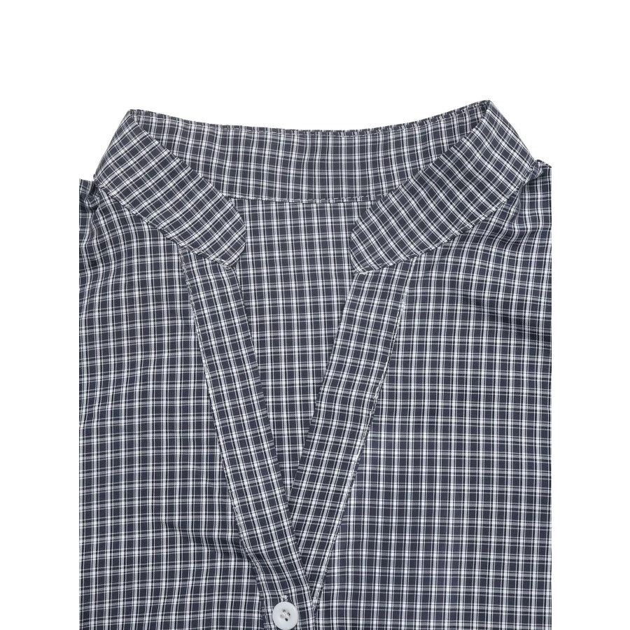 Gingham Button Up Shirt with Tie-Sleeve Detail Apparel and Accessories