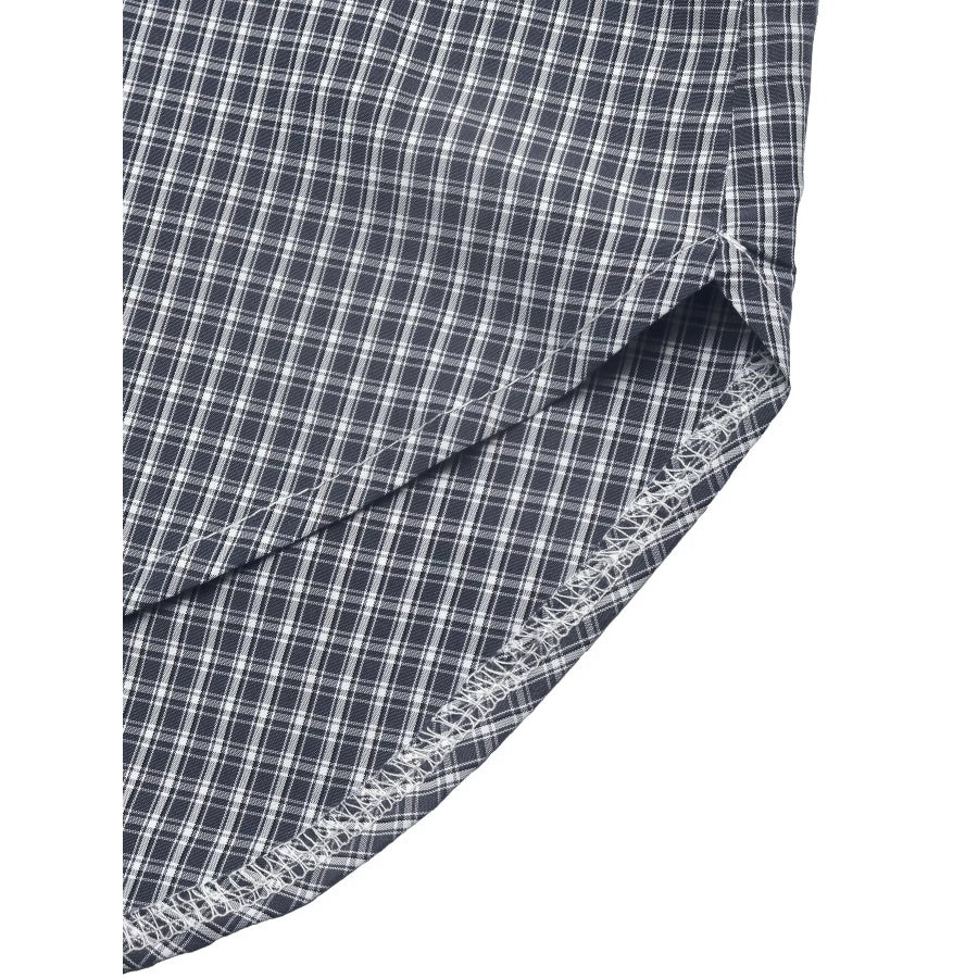 Gingham Button Up Shirt with Tie-Sleeve Detail Apparel and Accessories