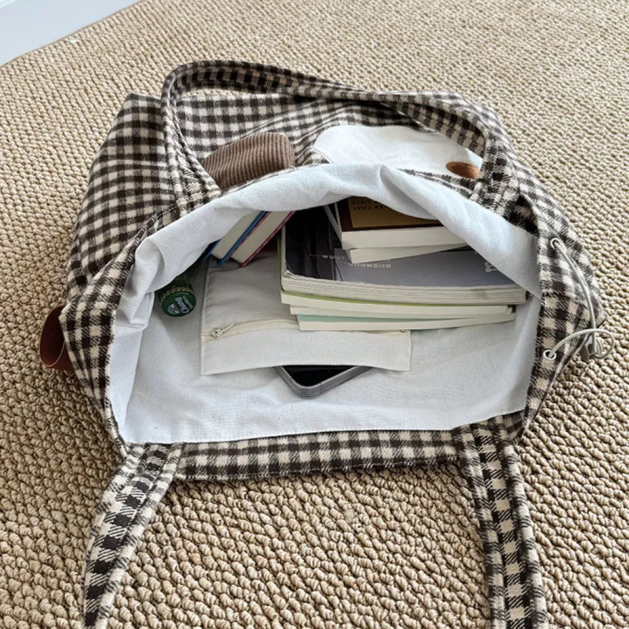 Gingham Drawstring Handbag Apparel and Accessories