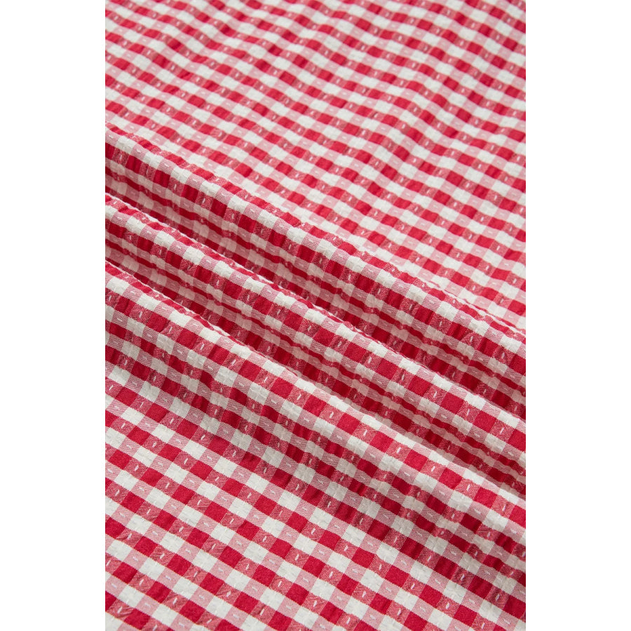 Gingham Half Sleeve Blouse Apparel and Accessories