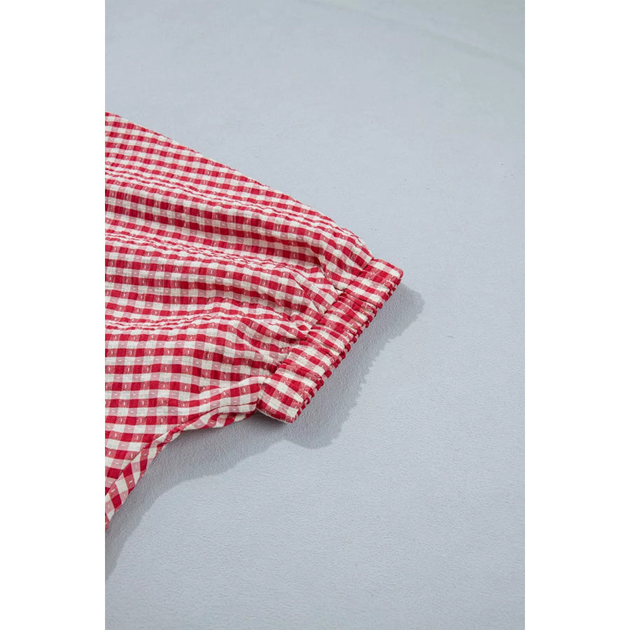 Gingham Half Sleeve Blouse Apparel and Accessories