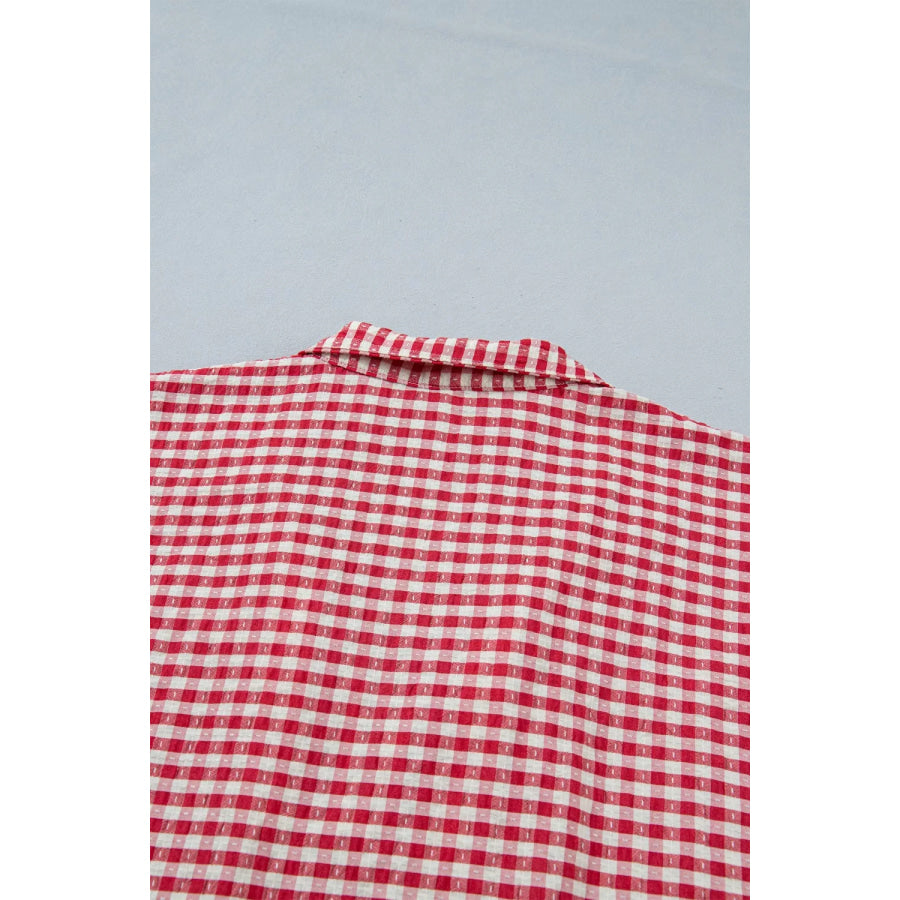 Gingham Half Sleeve Blouse Apparel and Accessories