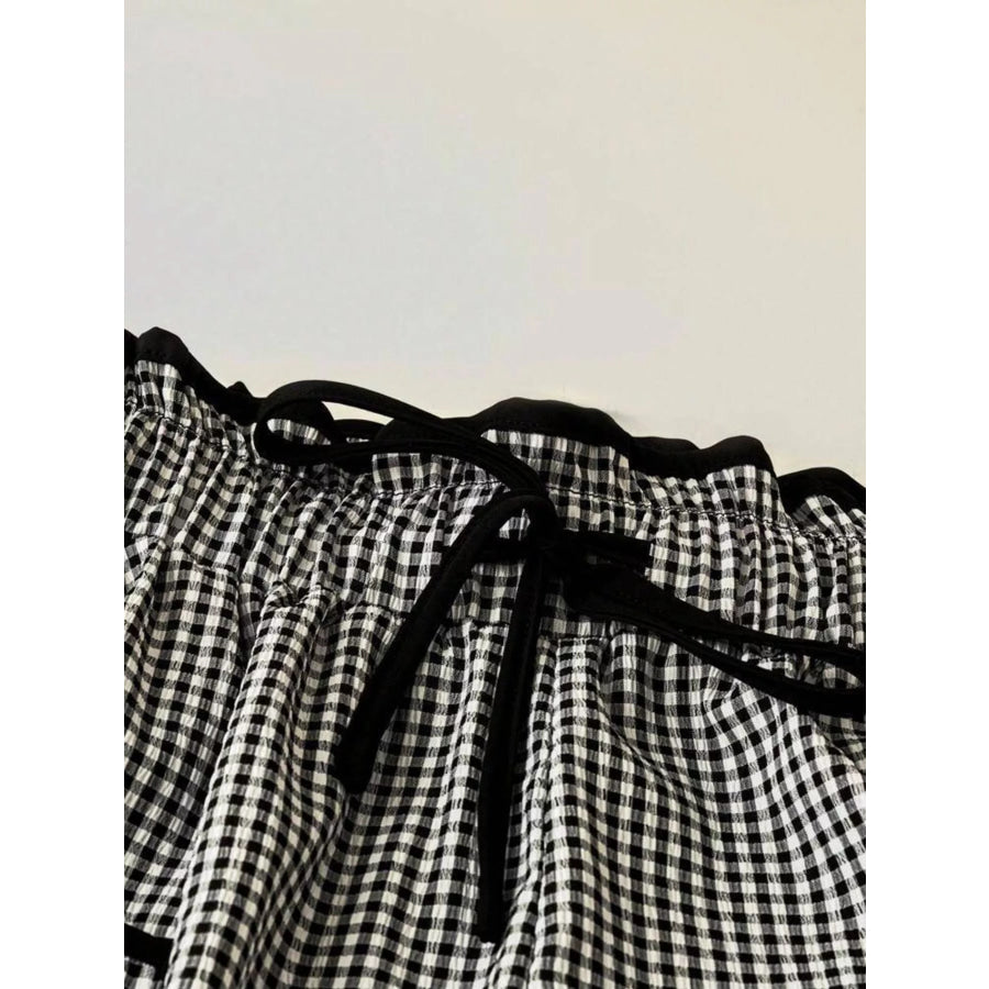 Gingham High-Waisted Wide-Leg Pants Apparel and Accessories