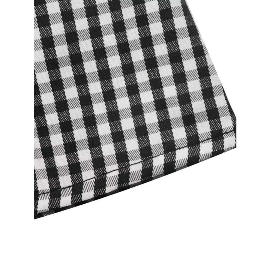 Gingham Lace-Trim V-Neck Long Sleeve A-Line Maxi Dress Apparel and Accessories