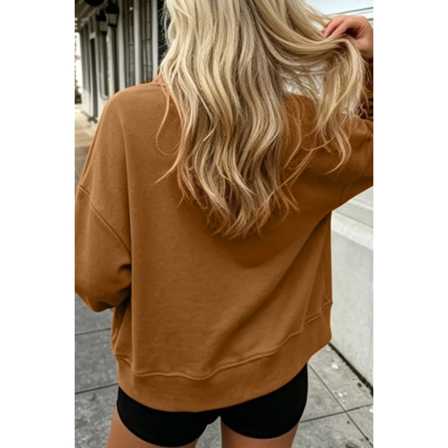 Gingham Letter Mock Neck Sweatshirt Apparel and Accessories