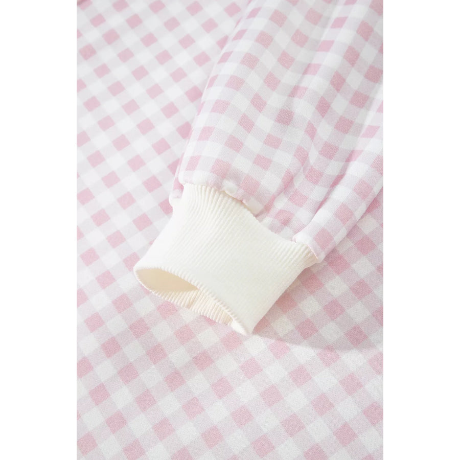 Gingham Long Sleeve Sweatshirt and Shorts Set Apparel and Accessories