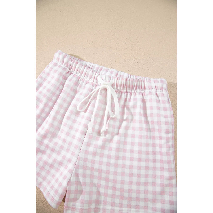 Gingham Long Sleeve Sweatshirt and Shorts Set Apparel and Accessories