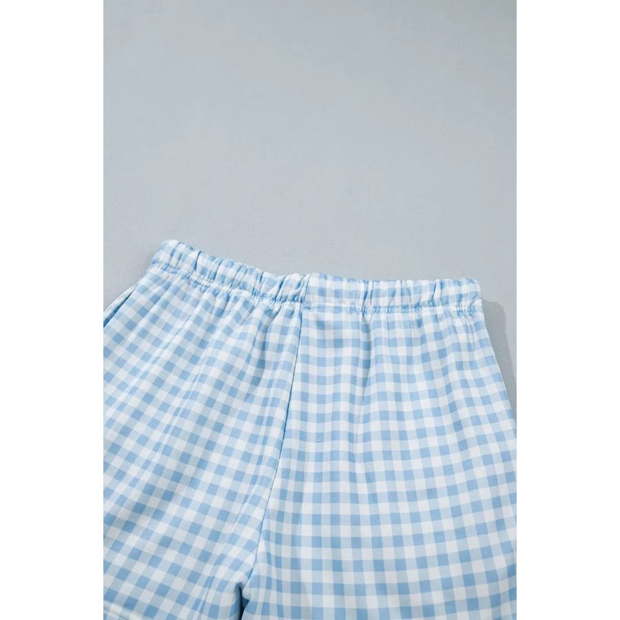 Gingham Long Sleeve Sweatshirt and Shorts Set Apparel Accessories