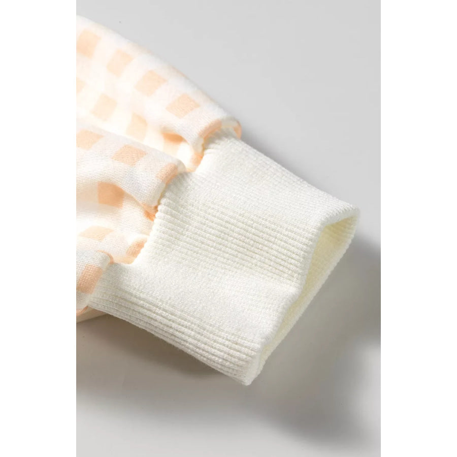 Gingham Long Sleeve Sweatshirt and Shorts Set Apparel Accessories