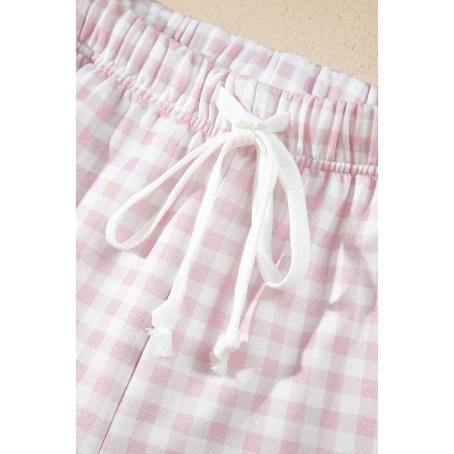 Gingham Long Sleeve Sweatshirt and Shorts Set Apparel and Accessories