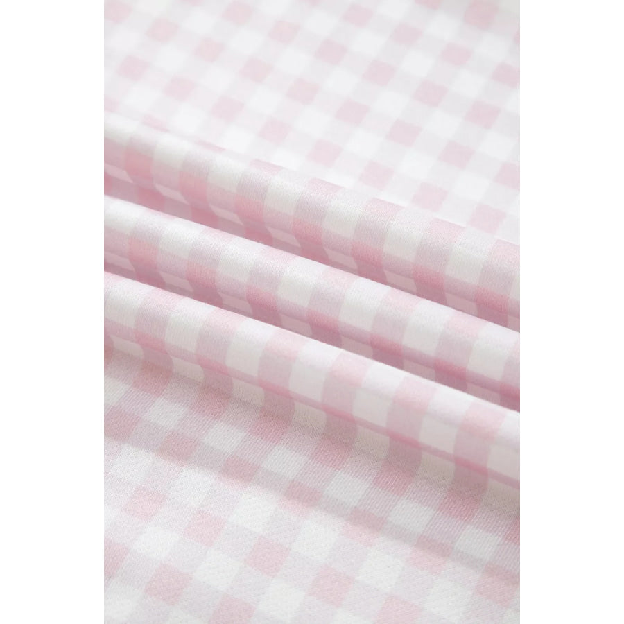 Gingham Long Sleeve Sweatshirt and Shorts Set Apparel and Accessories