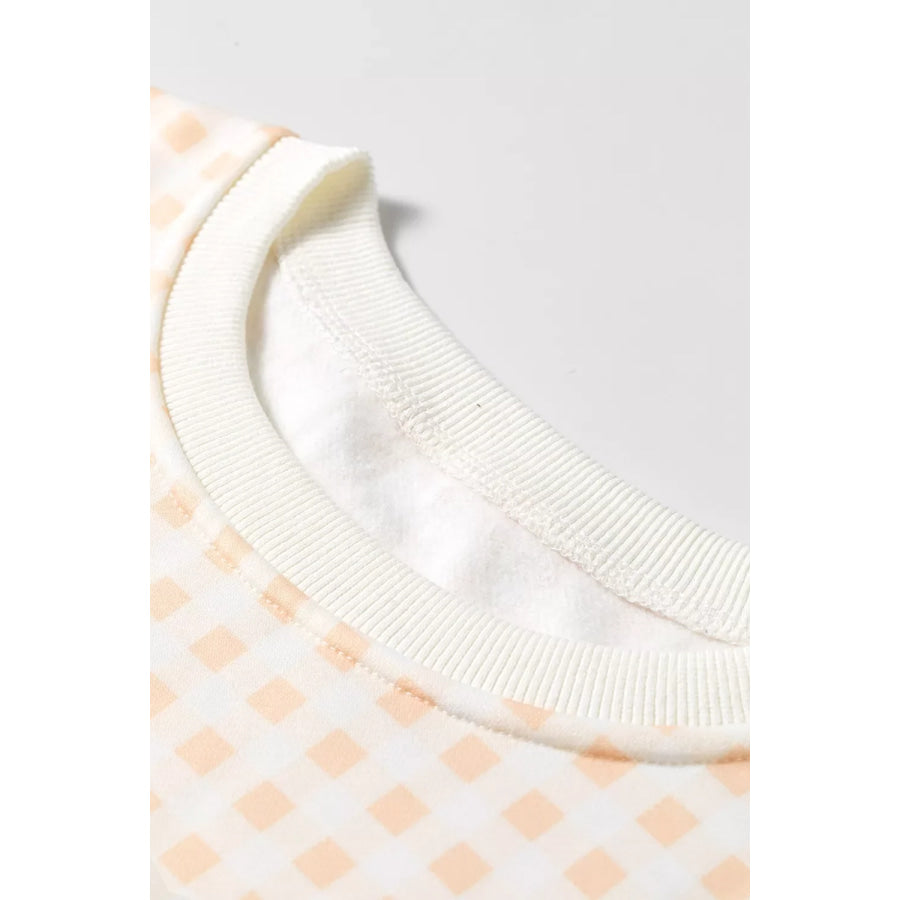 Gingham Long Sleeve Sweatshirt and Shorts Set Apparel Accessories