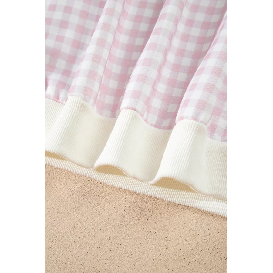 Gingham Long Sleeve Sweatshirt and Shorts Set Apparel and Accessories