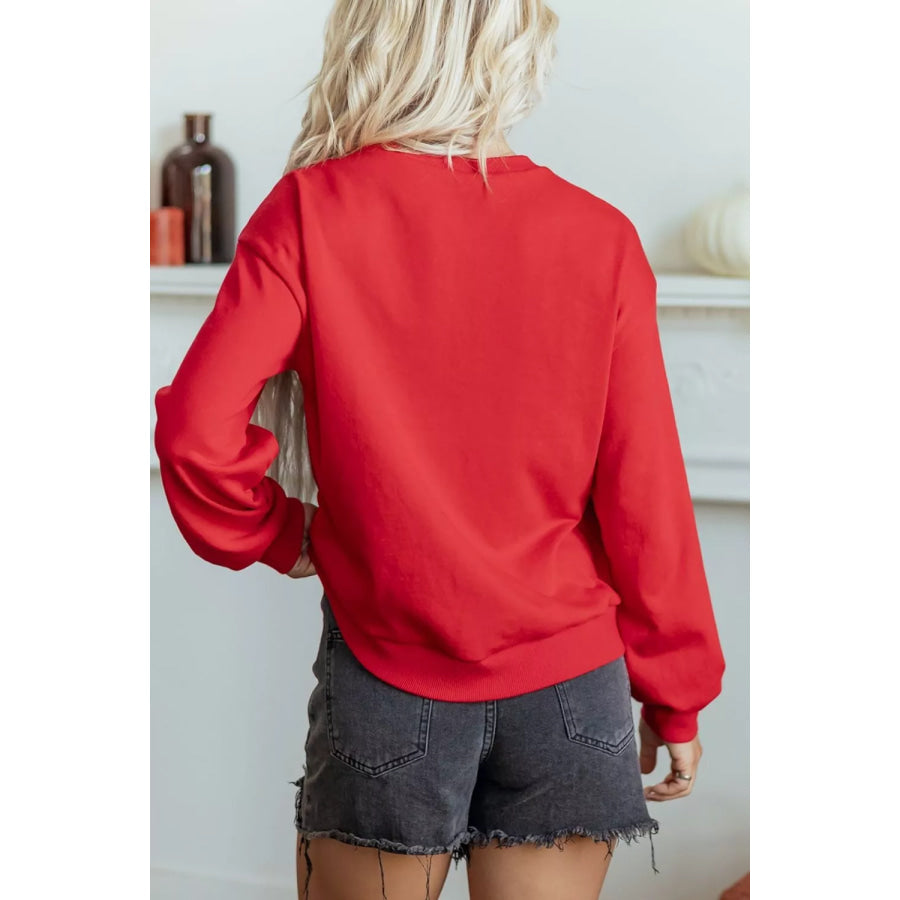 Gingham Patch Embroidered Rugby Game Day Stars Sweatshirt Apparel and Accessories