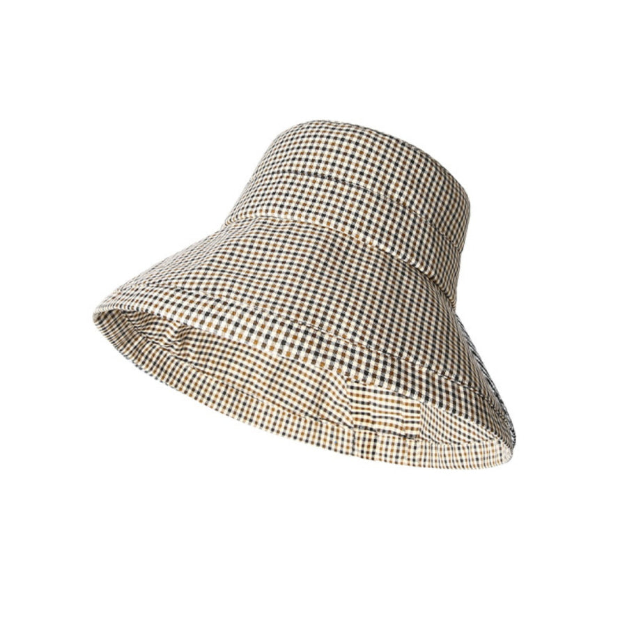 Gingham Pattern Wide Brim Bucket Hat Style C / One Size Apparel and Accessories