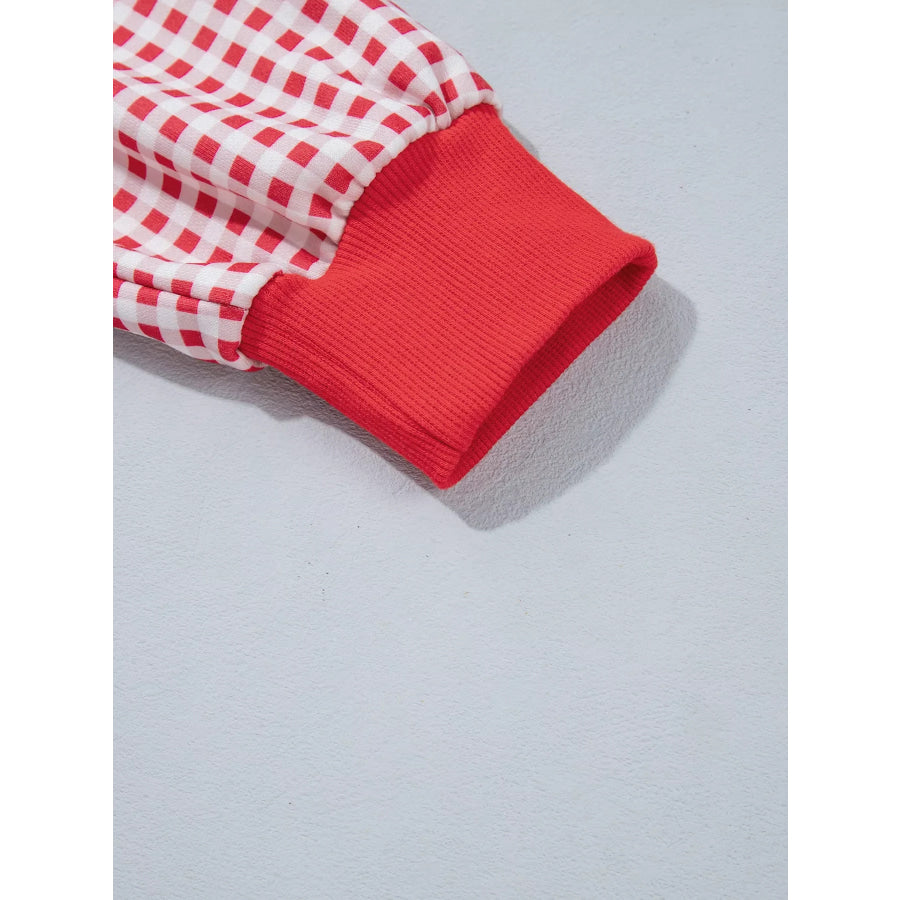 Gingham Plaid Oversized Pullover Sweatshirt Apparel and Accessories