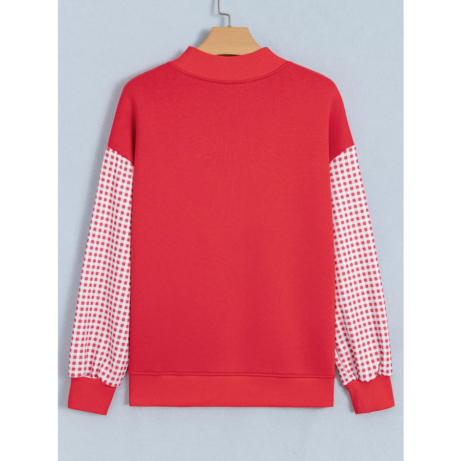 Gingham Plaid Oversized Pullover Sweatshirt Apparel and Accessories
