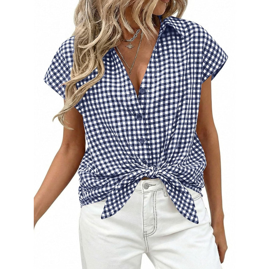 Gingham Print Button-Down Shirt Apparel and Accessories