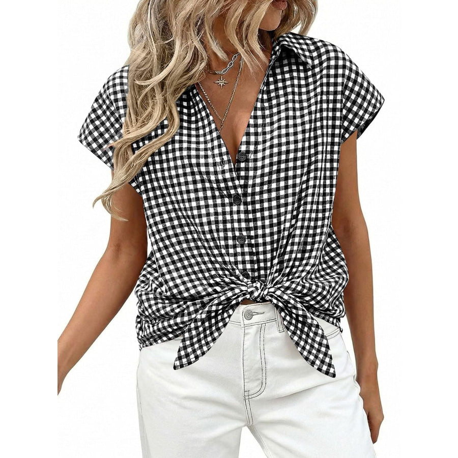 Gingham Print Button-Down Shirt Apparel and Accessories