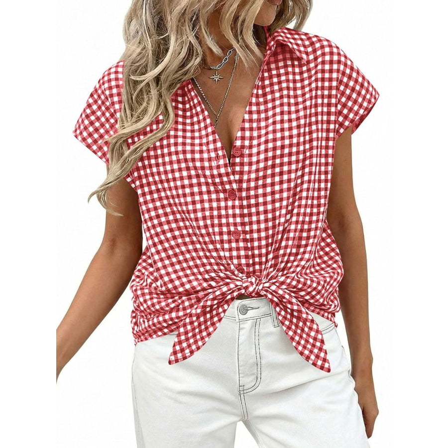 Gingham Print Button-Down Shirt Apparel and Accessories