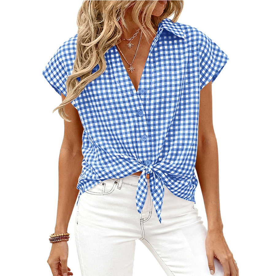 Gingham Print Button-Down Shirt Apparel and Accessories