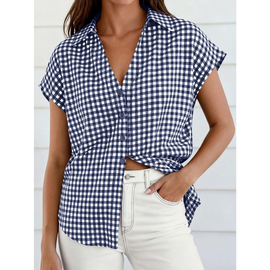 Gingham Print Button-Down Shirt Apparel and Accessories