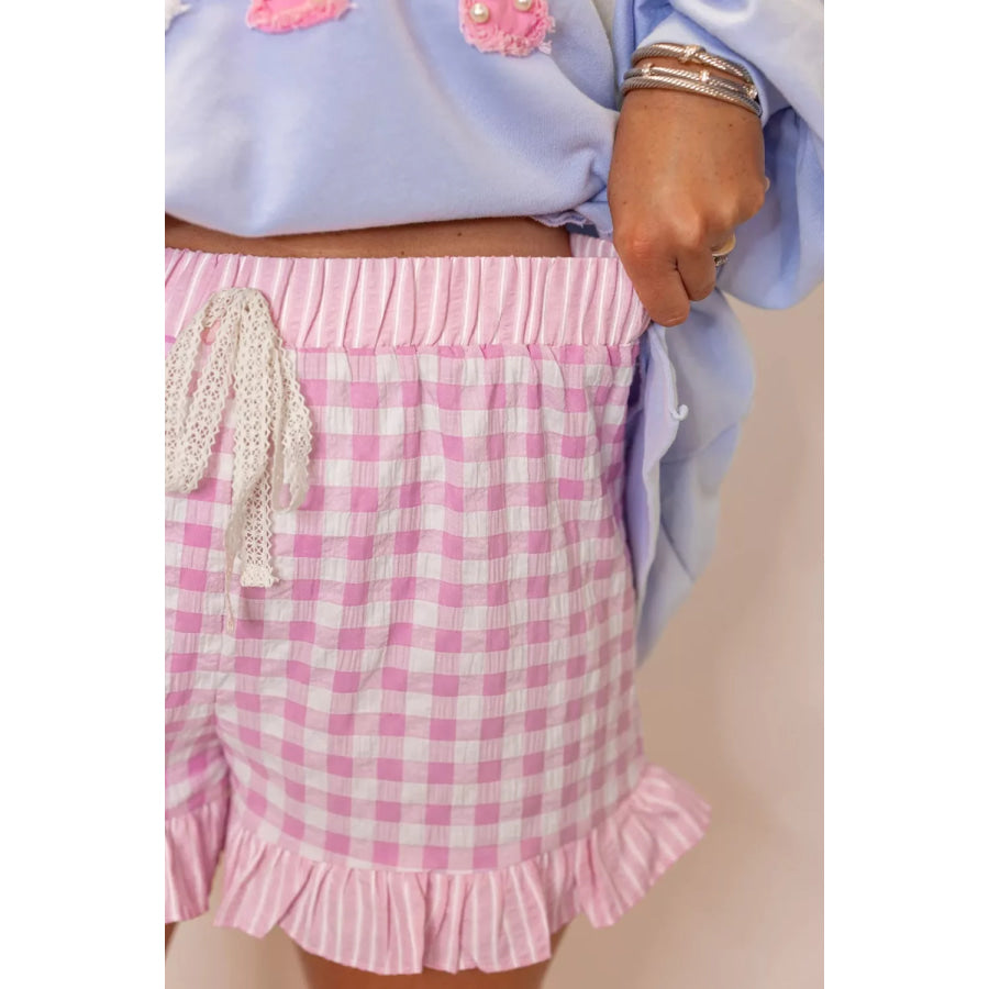 Gingham Ruffle Hem Shorts Apparel and Accessories