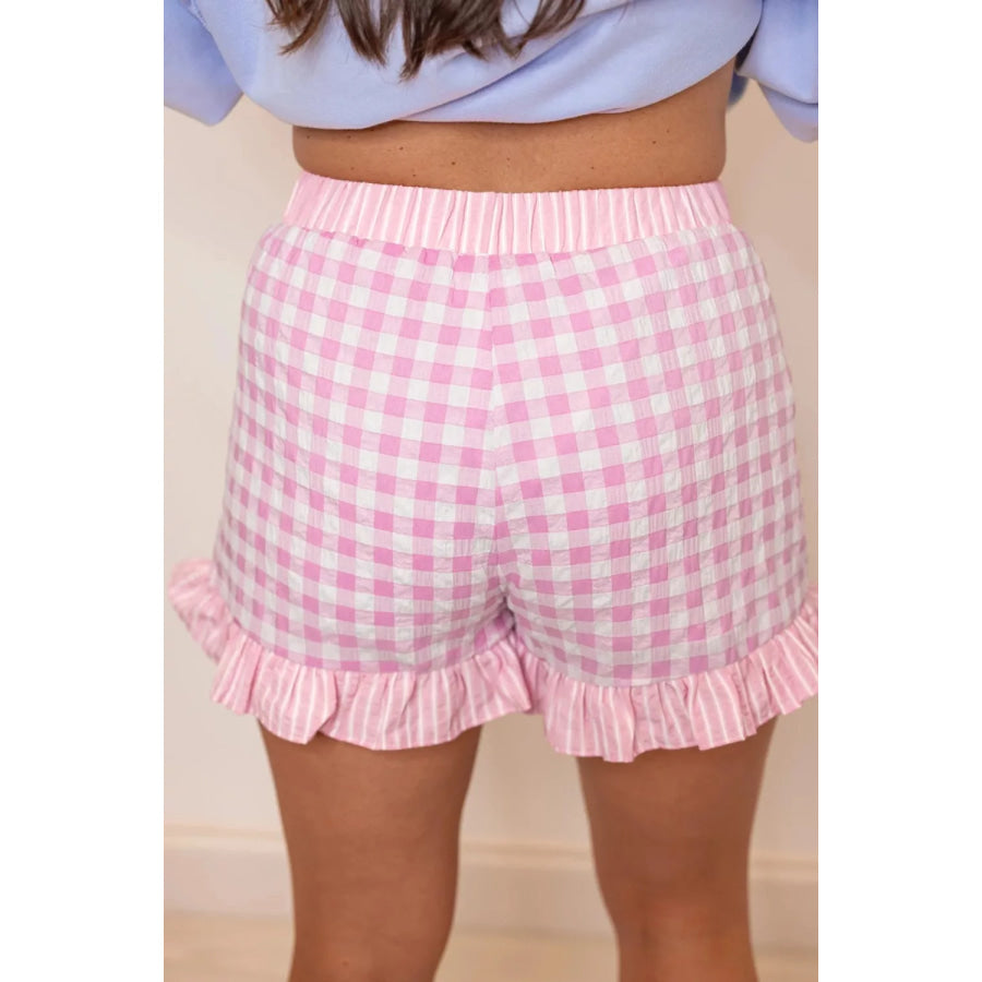 Gingham Ruffle Hem Shorts Apparel and Accessories