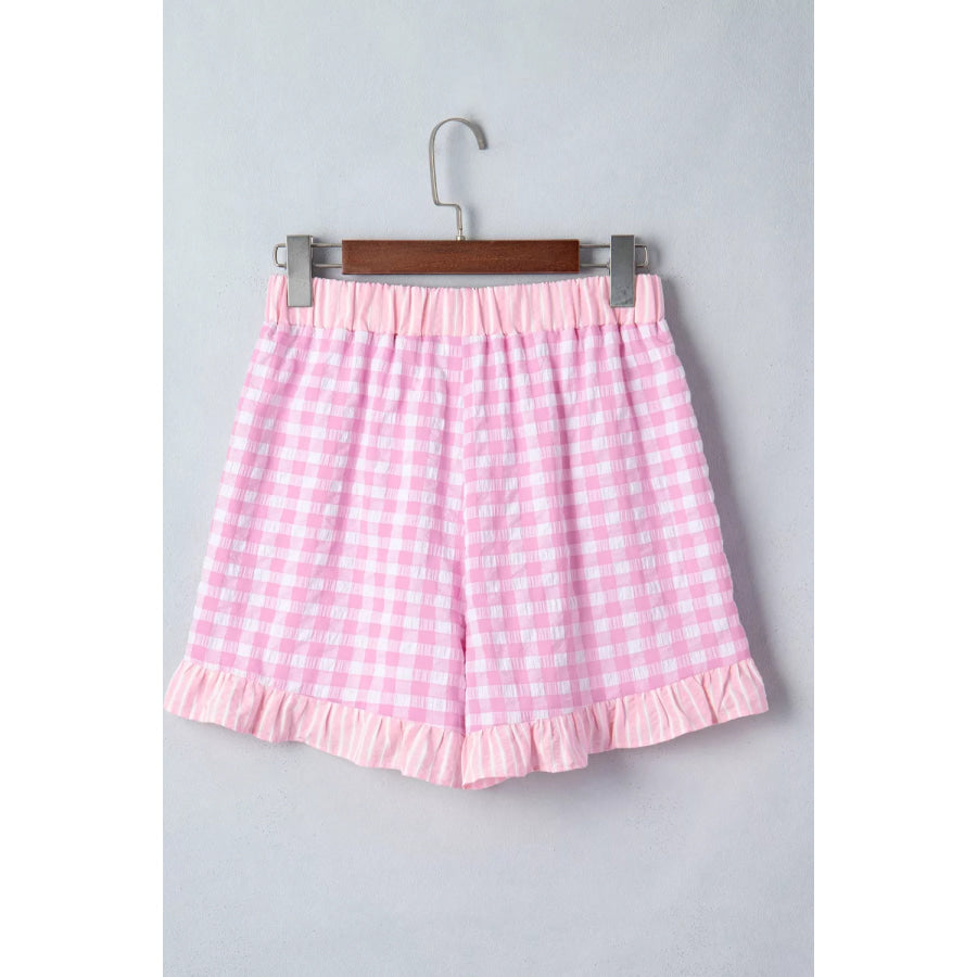 Gingham Ruffle Hem Shorts Apparel and Accessories