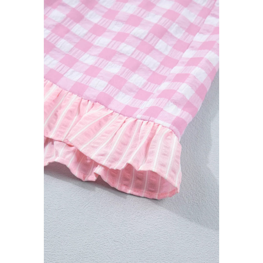 Gingham Ruffle Hem Shorts Apparel and Accessories