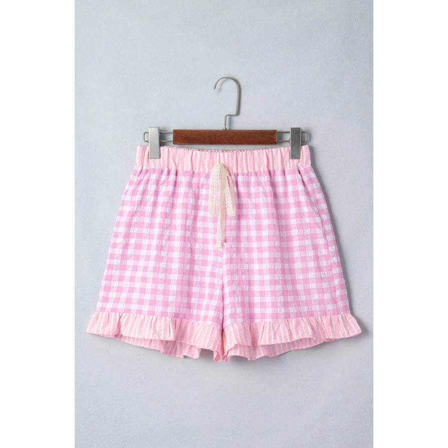 Gingham Ruffle Hem Shorts Apparel and Accessories