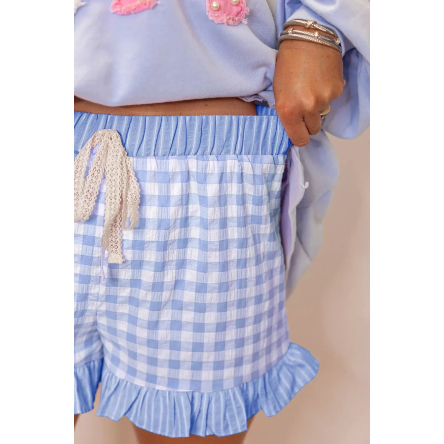 Gingham Ruffle Hem Shorts Apparel and Accessories