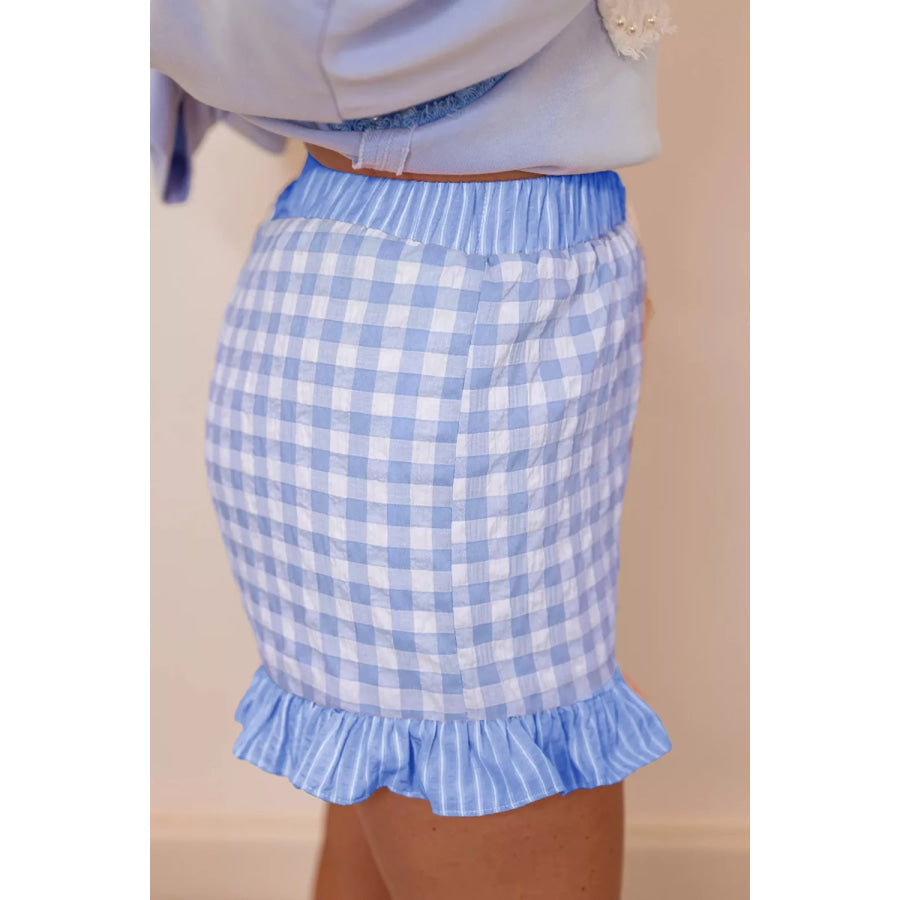 Gingham Ruffle Hem Shorts Apparel and Accessories