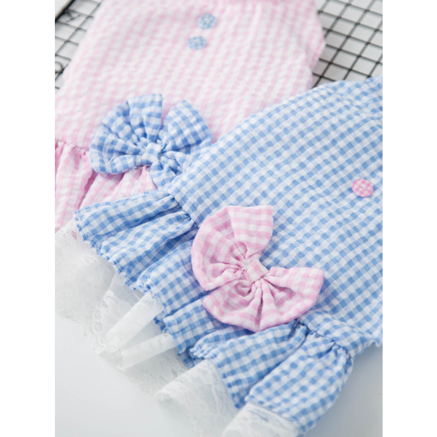 Gingham Ruffle Lace Pet Dress Apparel and Accessories