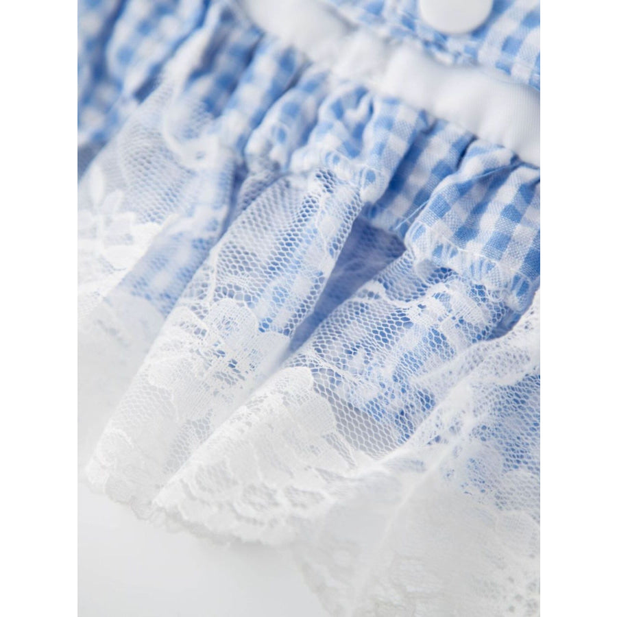 Gingham Ruffle Lace Pet Dress Apparel and Accessories