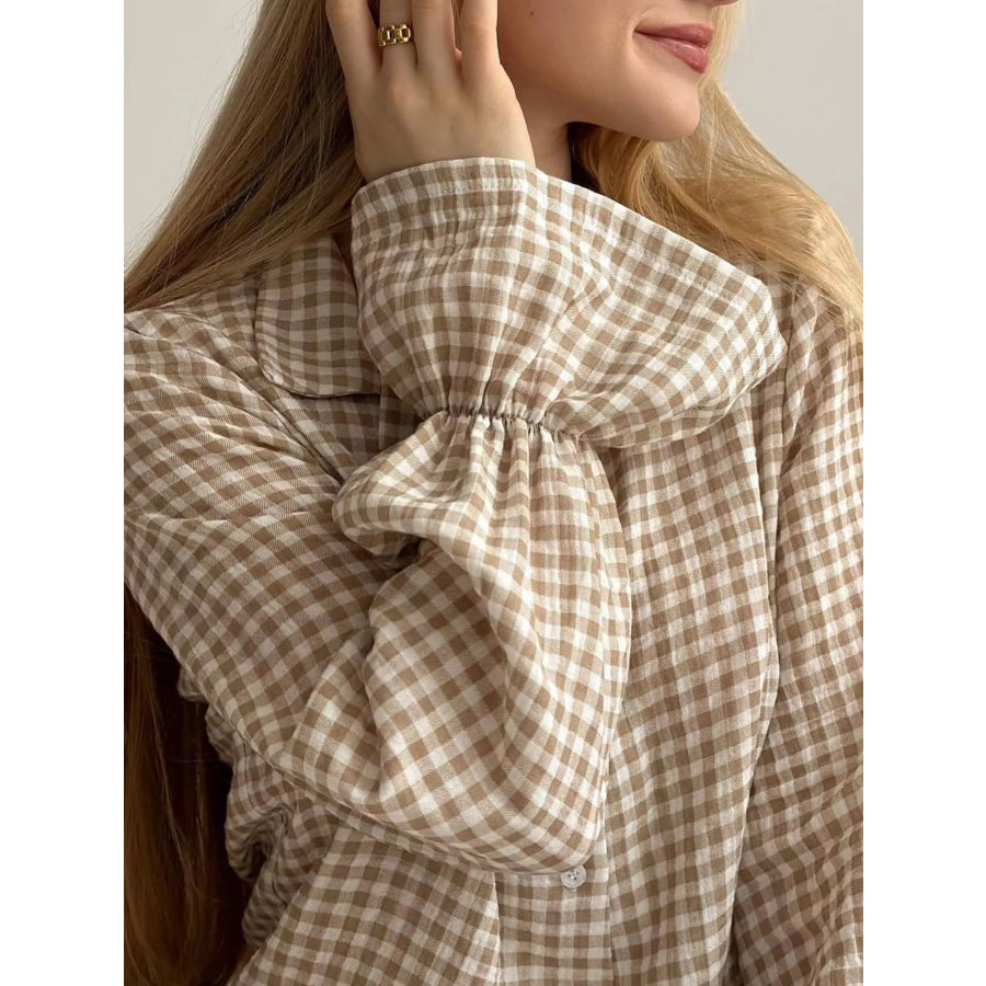 Gingham Ruffle-Trim Top and Pants Lounge Set Apparel and Accessories