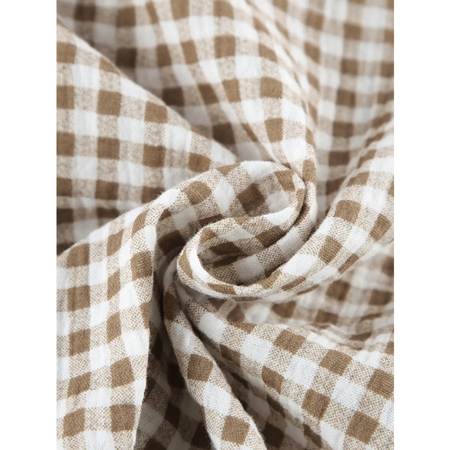 Gingham Ruffle-Trim Top and Pants Lounge Set Apparel and Accessories