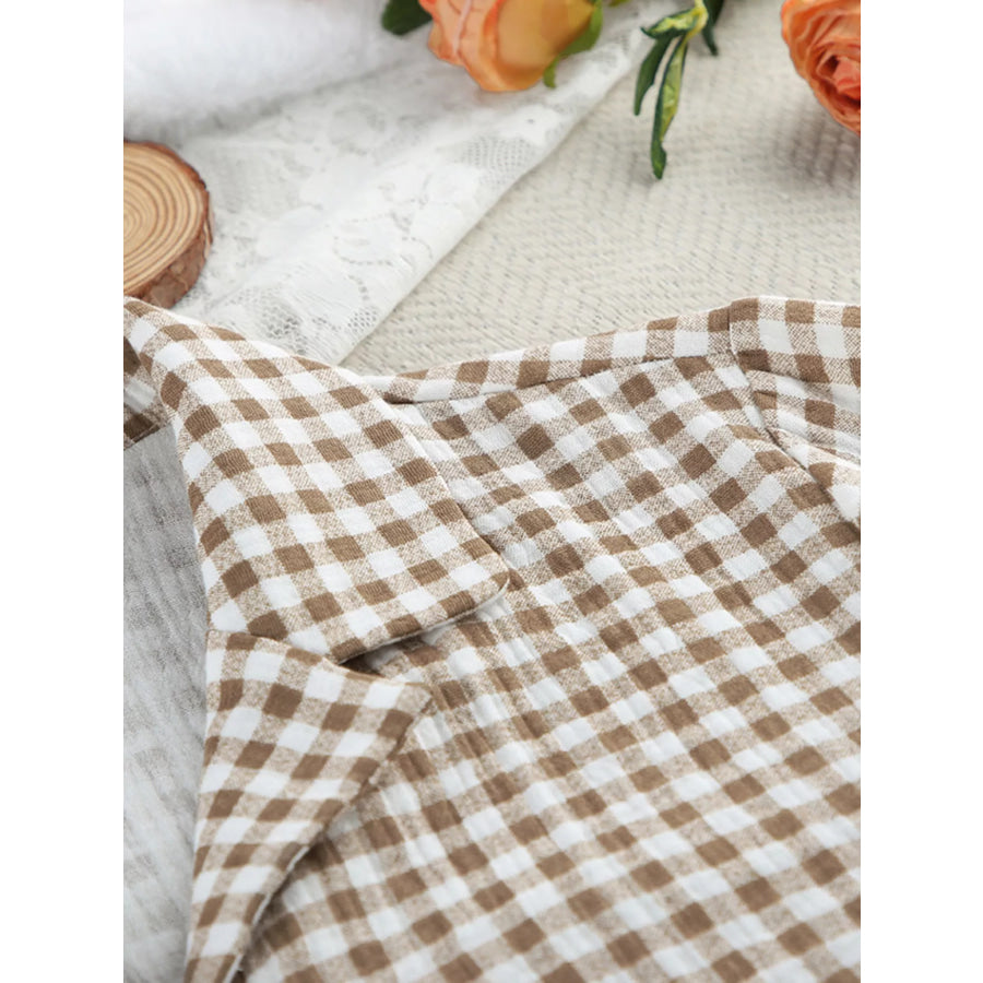 Gingham Ruffle-Trim Top and Pants Lounge Set Apparel and Accessories