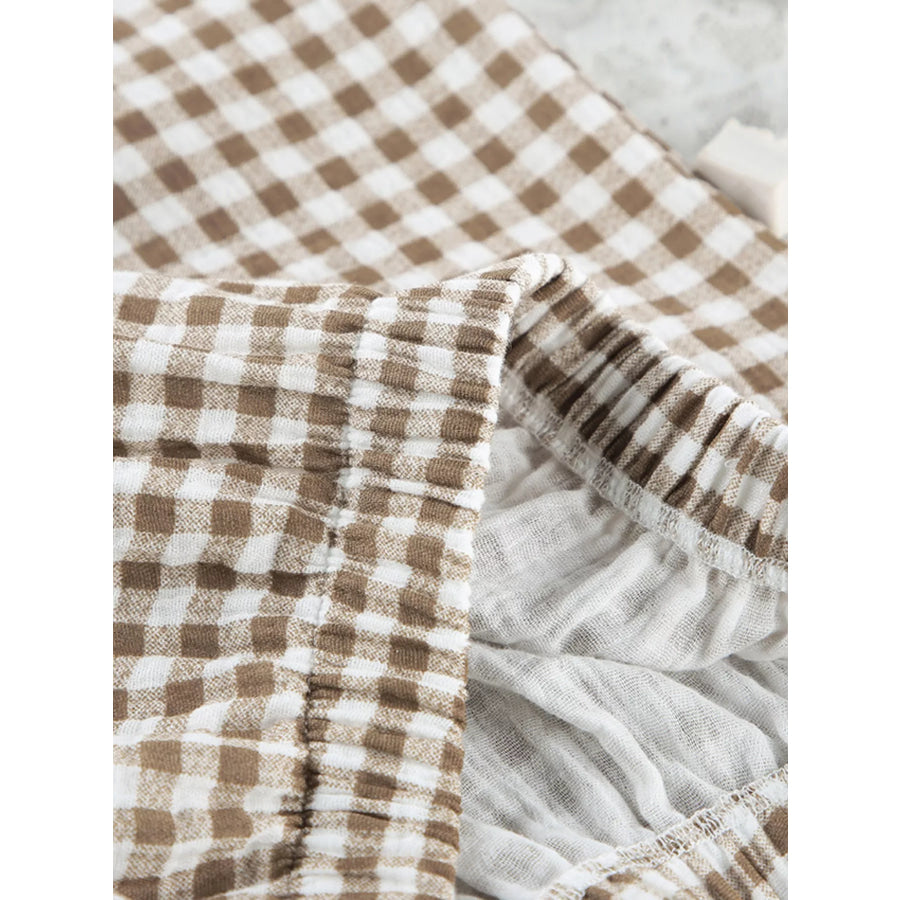 Gingham Ruffle-Trim Top and Pants Lounge Set Apparel and Accessories