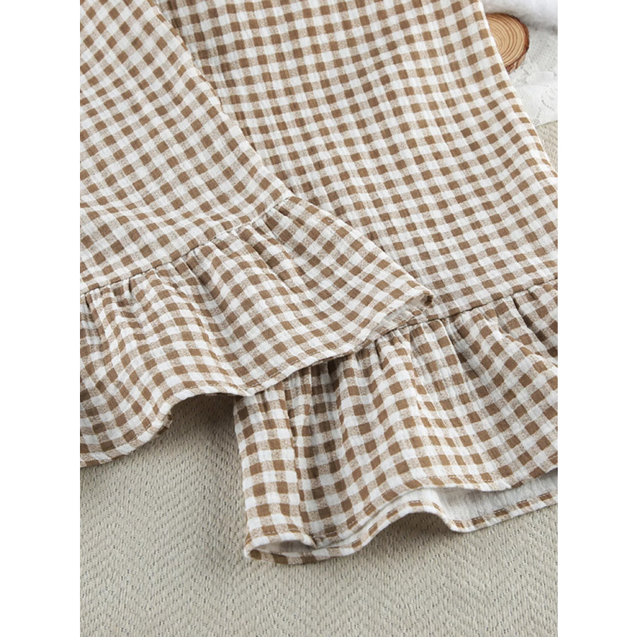 Gingham Ruffle-Trim Top and Pants Lounge Set Apparel and Accessories