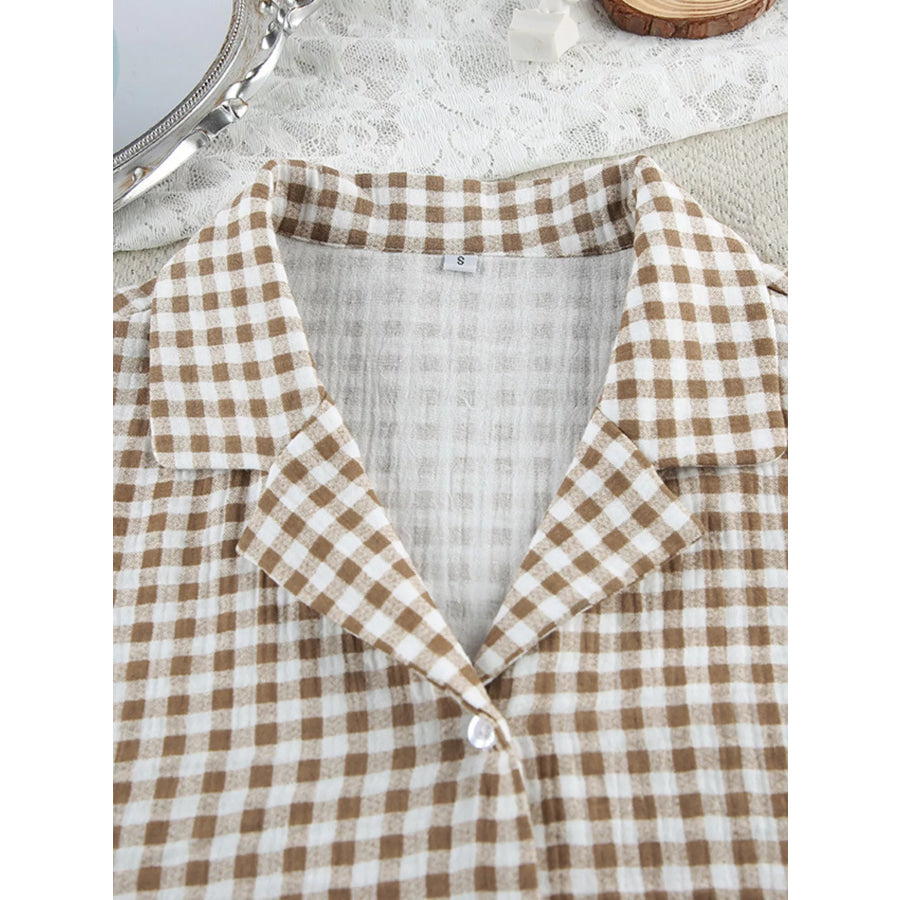 Gingham Ruffle-Trim Top and Pants Lounge Set Apparel and Accessories