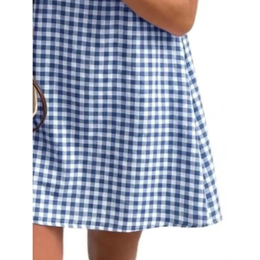 Gingham Sleeveless A-Line Mini Dress Apparel and Accessories