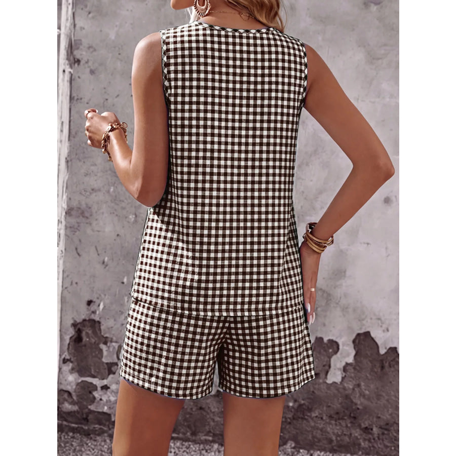 Gingham Sleeveless Top & Shorts Set Apparel and Accessories
