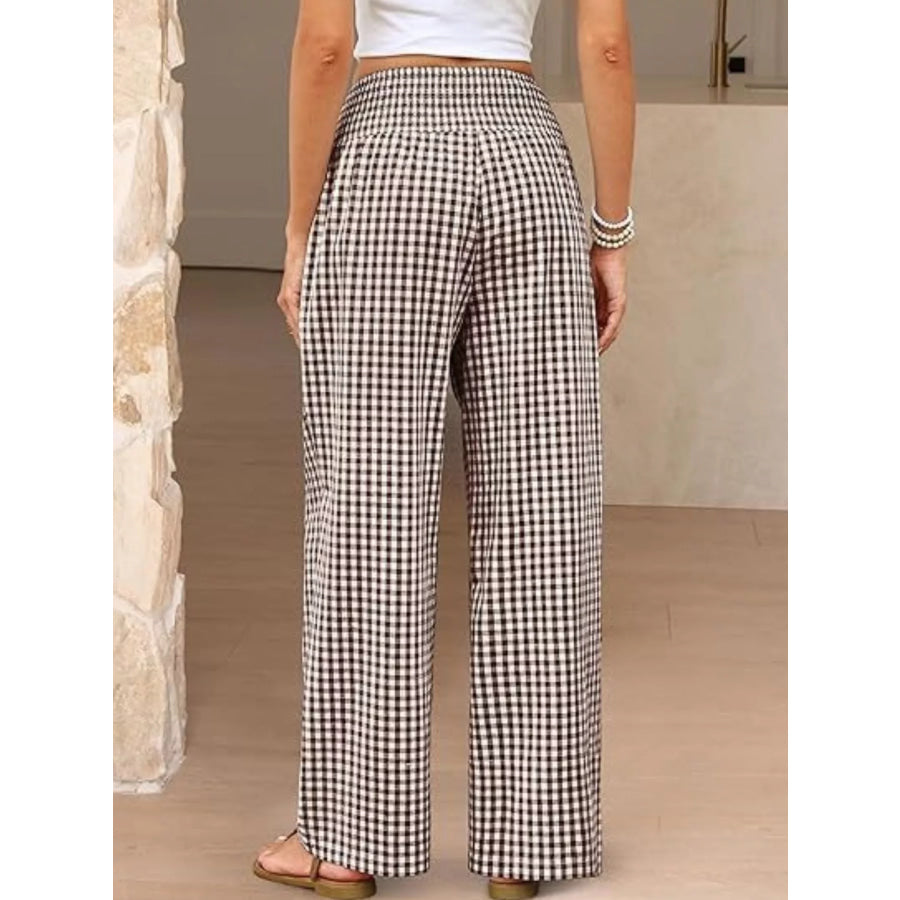 Gingham Wide-Leg Pants Apparel and Accessories