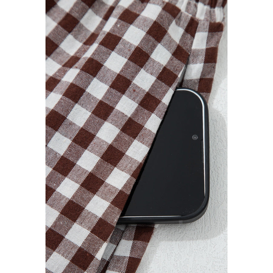 Gingham Zip-Front Midi Dress Apparel and Accessories